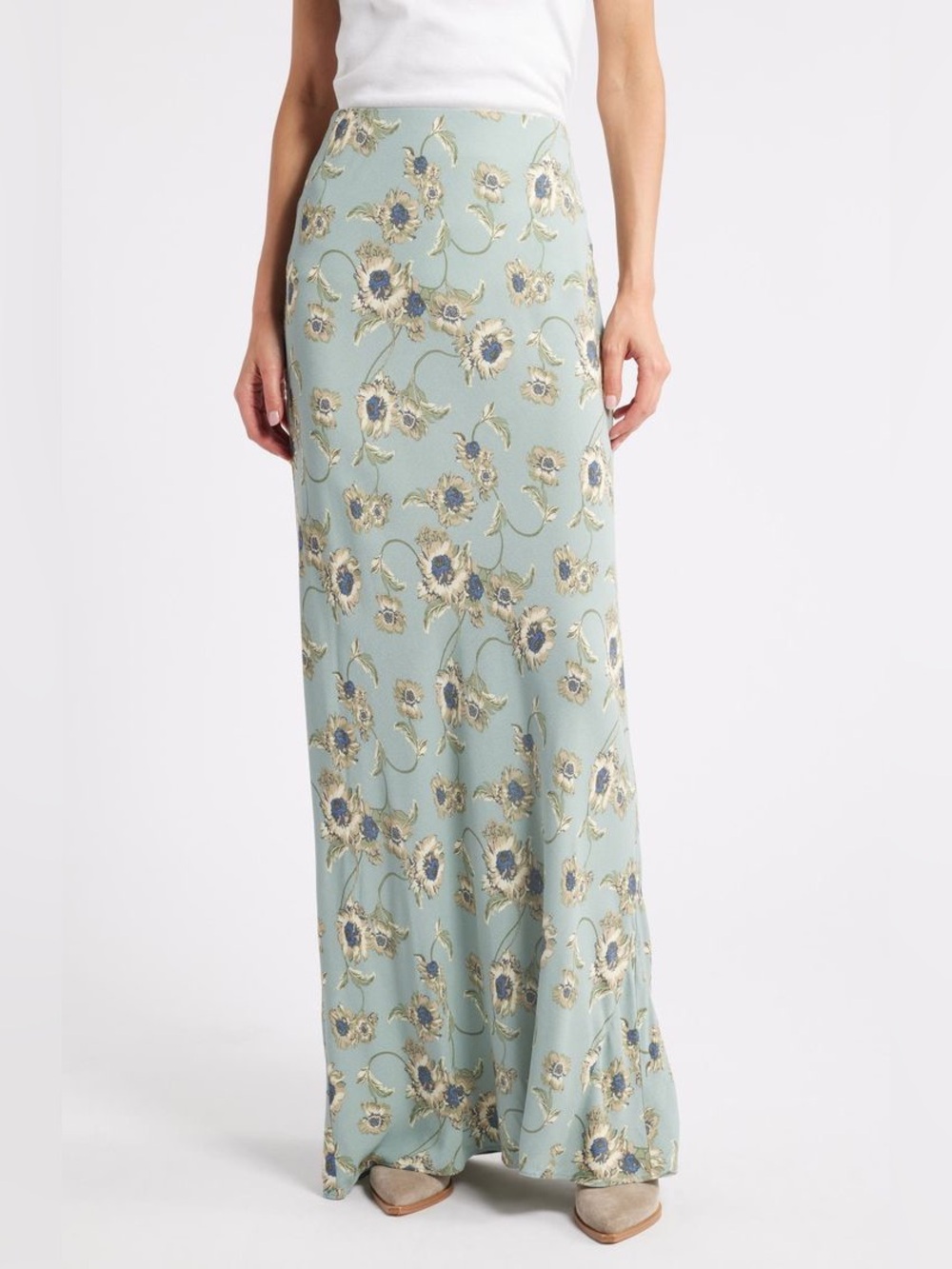 Treasure & Bond Floral Maxi Skirt Sage Green Cream Flowy Boho Nordstrom